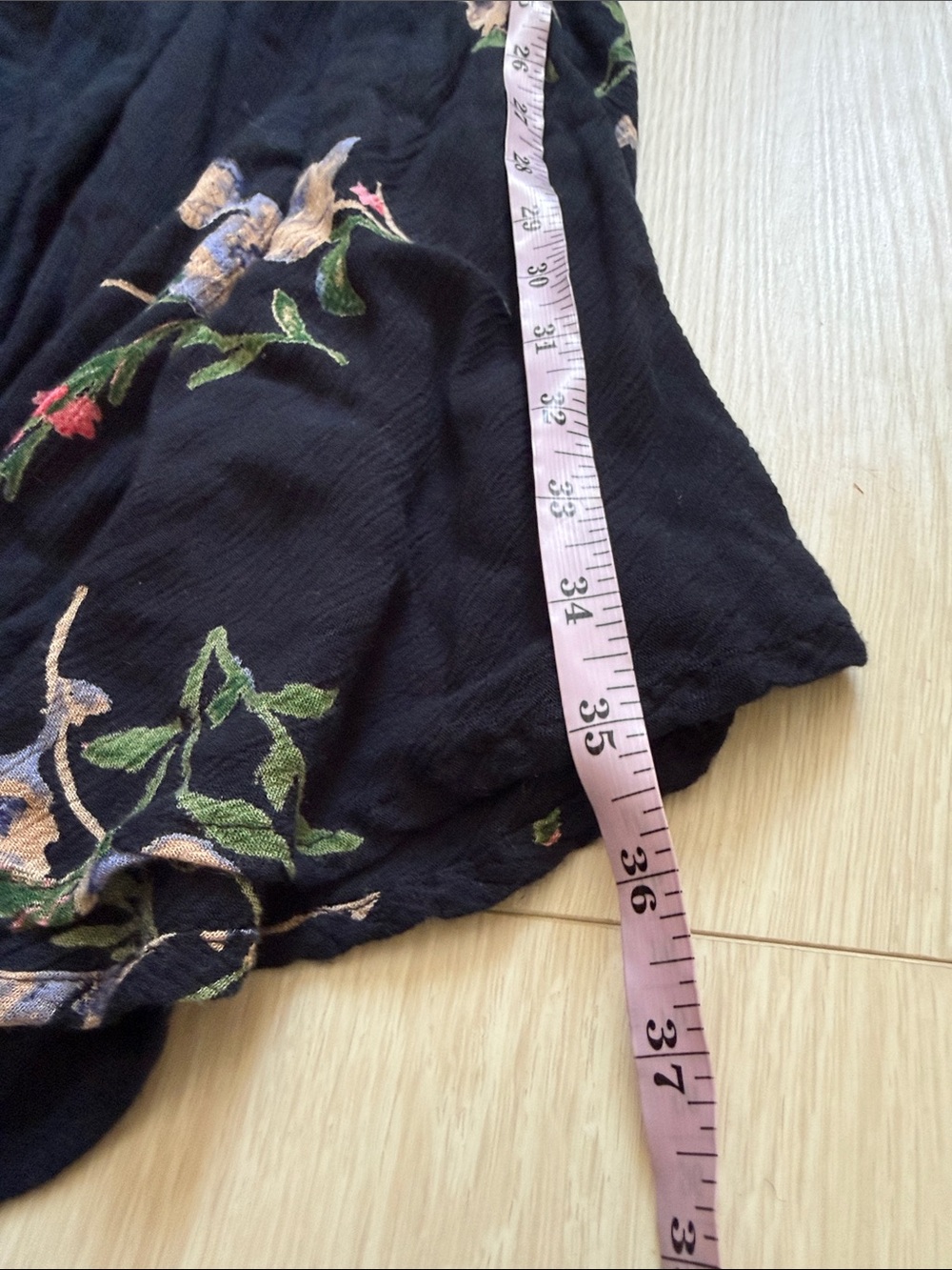 O'Neill Black Floral Asymmetrical Slip Dress with Pink & Green Accents - Picture 6 of 9
